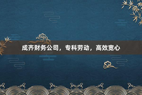 成齐财务公司，专科劳动，高效宽心